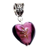 Purple Lampwork Glass Heart Handmade Charm Pendant