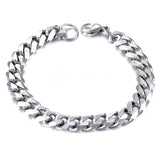 Men's 9mm Thick Chain Link Bracelet Silver Steel