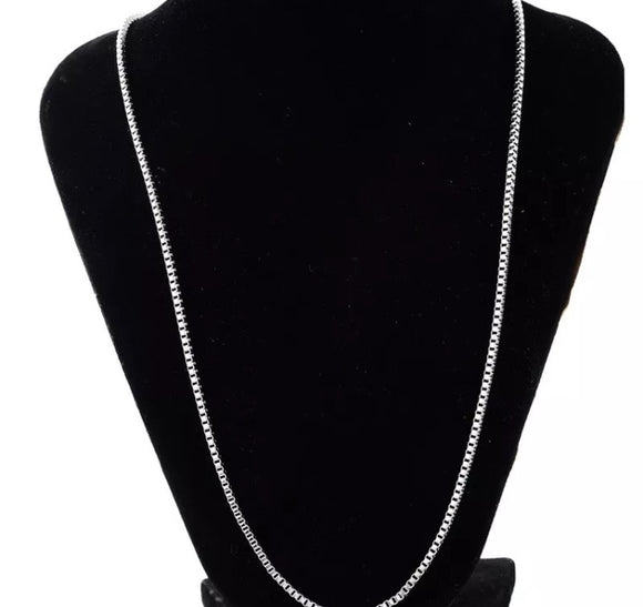 4mm Thick Box Chain Necklace Silver Stainless Steel