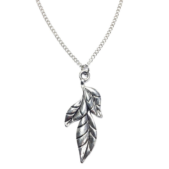 Leaf Cluster Pendant on Chain Necklace Silver