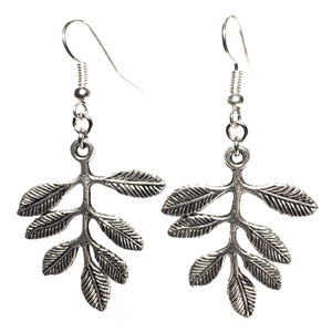 Branch Leaf Leaves Charm Earrings Silver