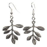 Branch Leaf Leaves Charm Earrings Silver