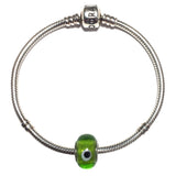 Evil Eye Green Glass Bead Fits Pandora Chain Charm Bracelet