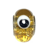 Evil Eye Amber Earth Yellow Murano Glass Bead for Pandora Chain Charm Bracelet