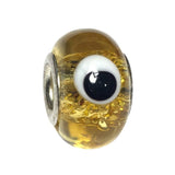 Evil Eye Amber Earth Yellow Murano Glass Bead for Pandora Chain Charm Bracelet