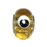 Evil Eye Amber Earth Yellow Murano Glass Bead for Pandora Chain Charm Bracelet