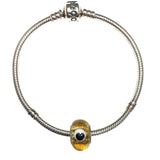 Evil Eye Amber Earth Yellow Murano Glass Bead for Pandora Chain Charm Bracelet