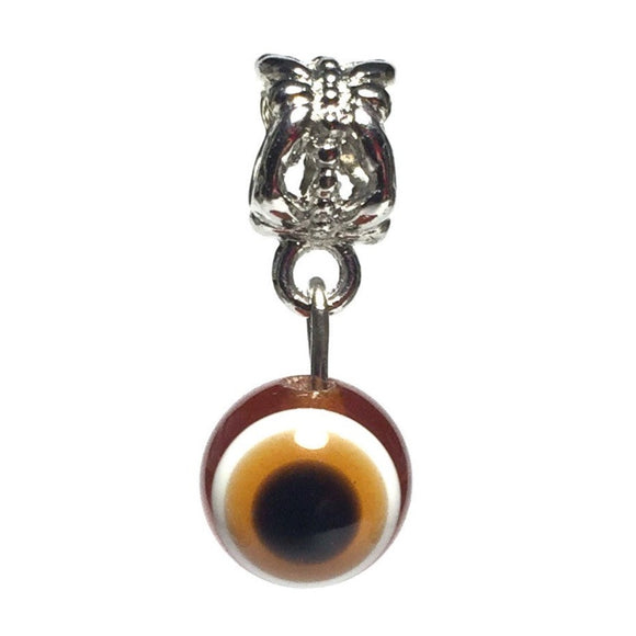 Evil Eye Brown Acrylic Bead Handmade Charm Fits Pandora Chain Bracelet