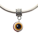 Evil Eye Brown Acrylic Bead Handmade Charm Fits Pandora Chain Bracelet