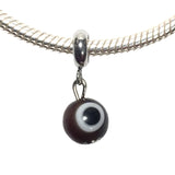 Evil Eye Brown Glass Handmade Bead Charm Fits Pandora Chain Bracelet