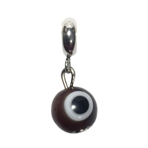 Evil Eye Brown Glass Handmade Bead Charm Fits Pandora Chain Bracelet