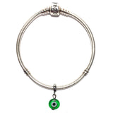 Evil Eye Green Glass Bead Charm Fits Pandora Chain Bracelet