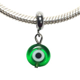 Evil Eye Green Glass Bead Charm Fits Pandora Chain Bracelet