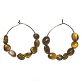 Tiger Eye Natural Gemstone Hoop Earrings