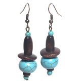 Wood and Howlite Gemstone Beaded Handcrafted Earrings