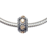 Champagne rhinestone antiqued silver slider bead fits Pandora chain charm bracelet