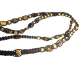 Men's Carved Mookaite and Tiger Eye Gemstone Men's Handcrafted Cord Necklace