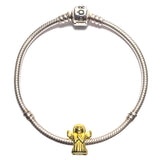 Guardian Angel Gold Slider Bead For Pandora Chain Charm Bracelet