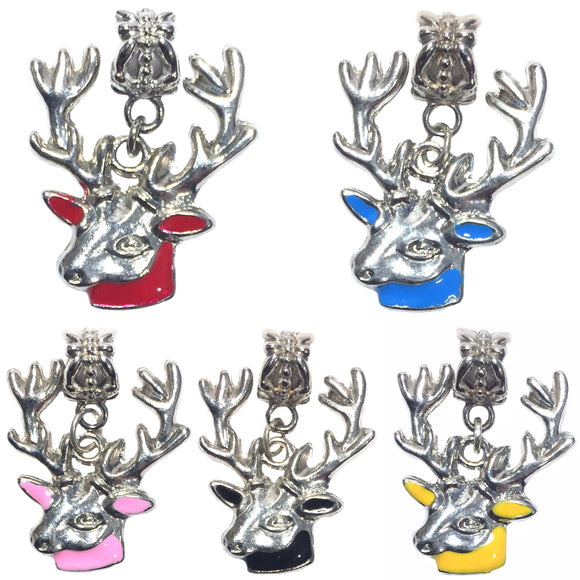 Color Reindeer Deer Bead Charm Fits Pandora Chain Bracelet