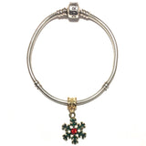 Snowflake Colorful Gold Charm Bead for Pandora Chain Bracelet