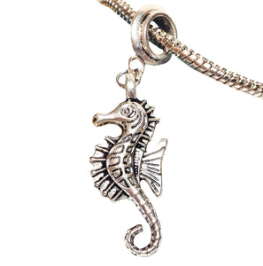 Seahorse Bead Charm Antiqued Silver Fits Pandora Chain Bracelet