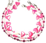 3 Piece Anklet Set Pink Acrylic Beaded Handcrafted