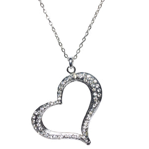 Huge Rhinestone Heart Fashion Pendant Chain Necklace 