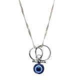 Evil Eye Circles Blue Silver Chain Necklace