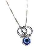 Evil Eye Circles Blue Silver Chain Necklace