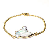 Natural Mother of Pearl 18K GP Yellow Gold Plated Chain Bracelet