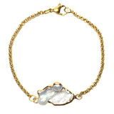 Natural Mother of Pearl 18K GP Yellow Gold Plated Chain Bracelet