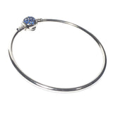 Blue Heart Rhinestone European Silver Bangle Bracelet Like Pandora