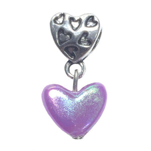 Purple Heart Charm Fits Pandora Chain Charm Bracelet