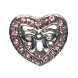 Rhinestone Heart Slider Bead Fits Pandora Chain Charm Bracelet