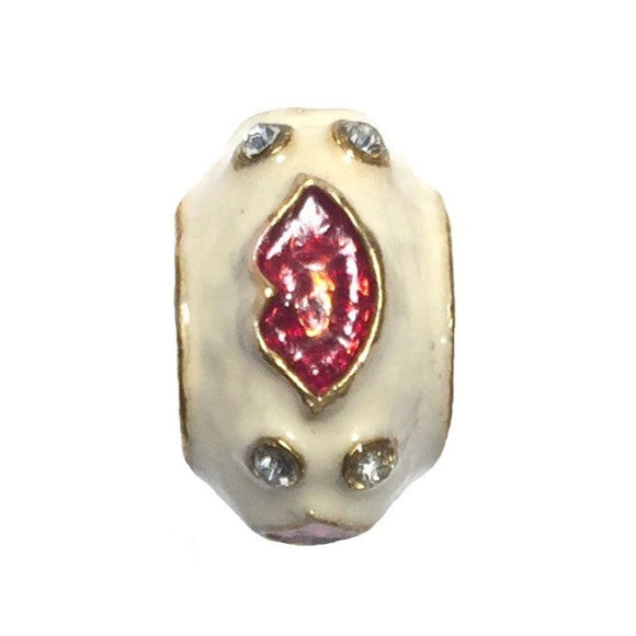 Red Lips Enamel Rhinestone Slider Bead For Pandora Chain Charm Bracelet