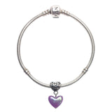 Purple Heart Charm Fits Pandora Chain Charm Bracelet