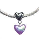 Purple Heart Charm Fits Pandora Chain Charm Bracelet