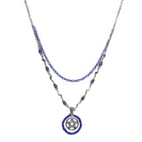 Pentagram Blue Silver Beaded Handcrafted Chain Necklace