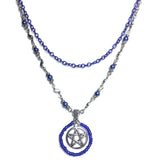 Pentagram Blue Silver Beaded Handcrafted Chain Necklace