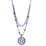 Pentagram Blue Silver Beaded Handcrafted Chain Necklace