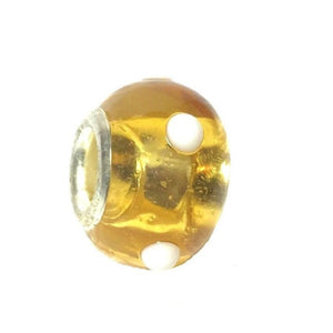 Spotted Amber Yellow Murano Glass Bead Charm (Fits Pandora)