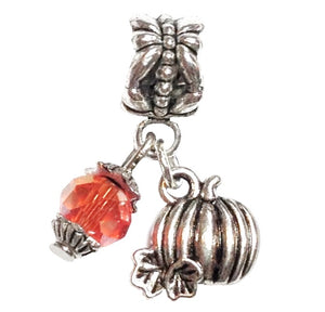 Little Pumpkin Orange Crystal Handmade Charm Bead (Fits Pandora)